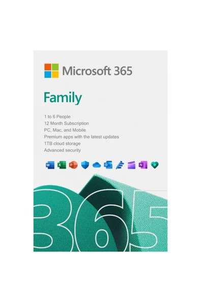 MICROSOFT MS Office 365 Aile 5 Kullanıcı TR/ENG 1 Yıllık Lisans ESD ürün görseli 1