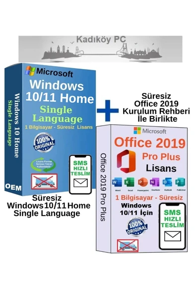 MICROSOFT Windows 10/11 Home Single Language Etkinleştirme Lisans Süresiz-artı-office 2019 Pp Lisans Süresiz ürün görseli 1