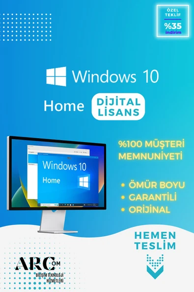MICROSOFT Windows 10 Home OEM - Dijital Lisans Anahtarı - Windows 10 Ömür Boyu, Garantili, ESD Key ürün görseli 1