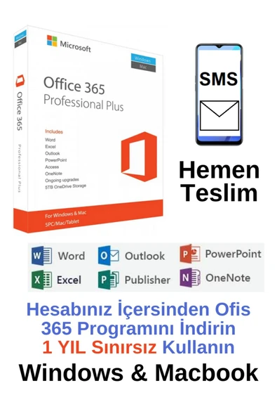 MICROSOFT Office 365 Professional Lisans Hesabı - Anında Sms Teslim - 1 Yıl Kullanım ürün görseli 1