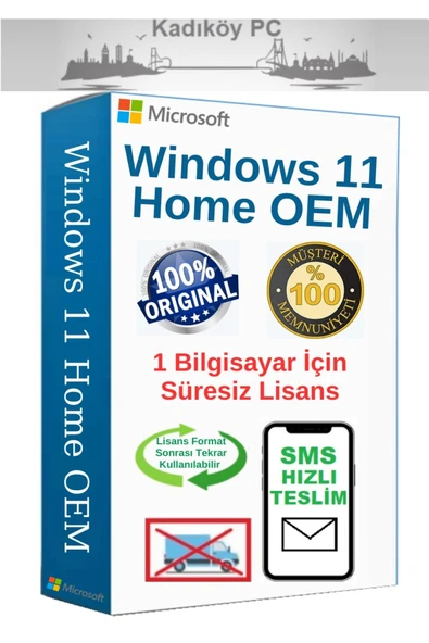 MICROSOFT Windows 11 Home Oem Lisans - 1 Pc - Süresiz - Sms Teslim - Format Sonrası Kullan ürün görseli 1
