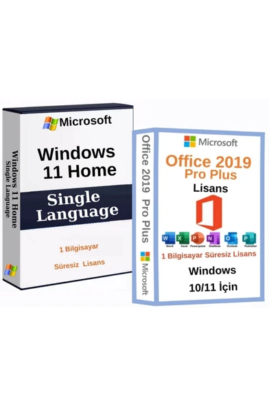 MICROSOFT Office 2019 Pro Plus Lisans süresiz + Windows 11 Home Single Language Lisans süresiz - SMS Teslim. ürün görseli 1