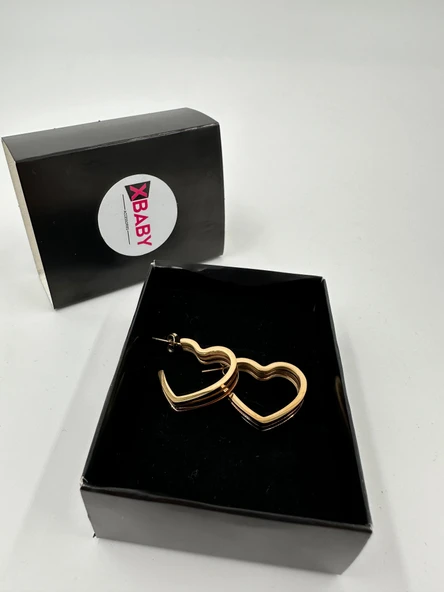Xbaby 3 lü Kalp Halka Gold Küpe ürün görseli 1
