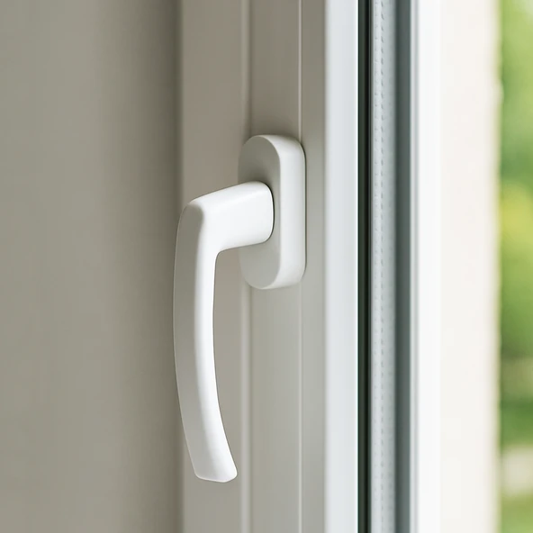 Beyaz PVC Pencere Kolu Pimapen Uyumlu, Sağ-Sol Açılır, Yedek Balkon Vidalı Plastik Kol Mekanizması ürün görseli 1