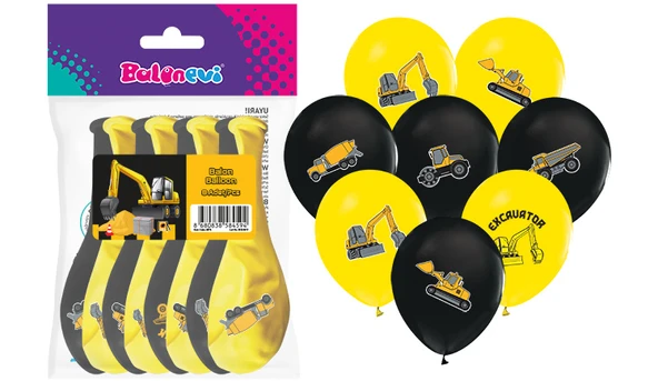 İnşaat Temalı Lateks Balon 8 Adet ürün görseli 1