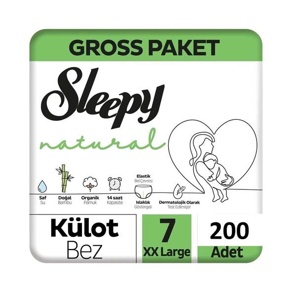 Sleepy Natural Gross Paket Külot Bez 7 Numara ( 20- 30 kg ) Xxlarge 200 Adet ürün görseli 1