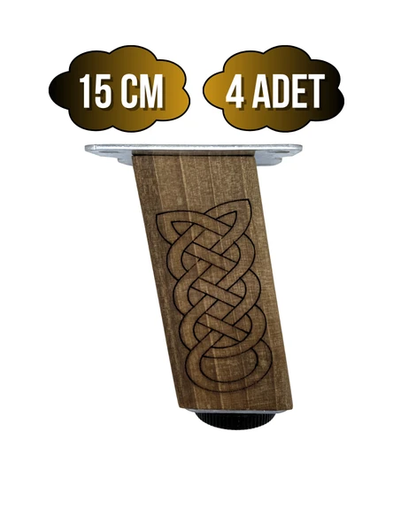 Kale Eğimli Ayarlı Desenli Ahşap Ayak Mobilya Masa ve Dolap Ayağı(KOYU CEVİZ)(CEVİZ AĞACI) Ceviz 15cm 15cm - 4 ADET ürün görseli 1