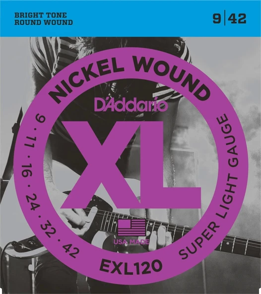 DADDARİO EXL120 ELEKTRO GİTAR TEL SETİ, XL, 9-42, NICKEL WOUND, SU ürün görseli 1