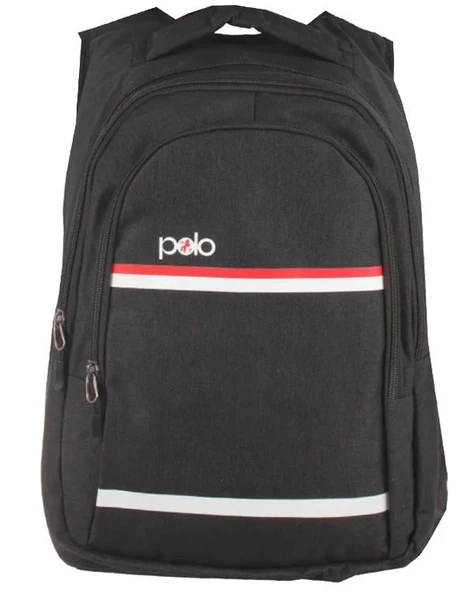 Temel My Polo Sırt Çantası Kırmızı Beyaz Çizgili Füme 8860 ürün görseli 1