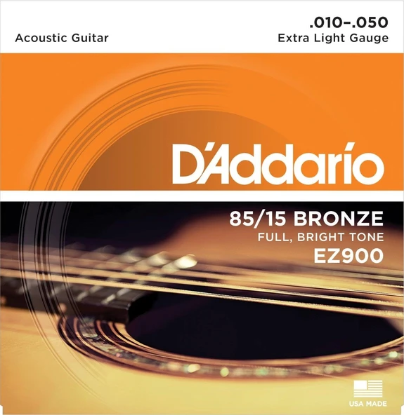 DADDARİO EZ900 AKUSTİK GİTAR TEL SETİ, 85/15 BRONZE, EXTRA LIGHT ürün görseli 1