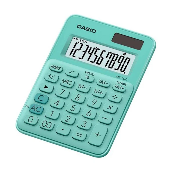 Casio MS-7UC-GN 10 Hane Açık Yeşil Üstü Hesap Makinesi ürün görseli 1
