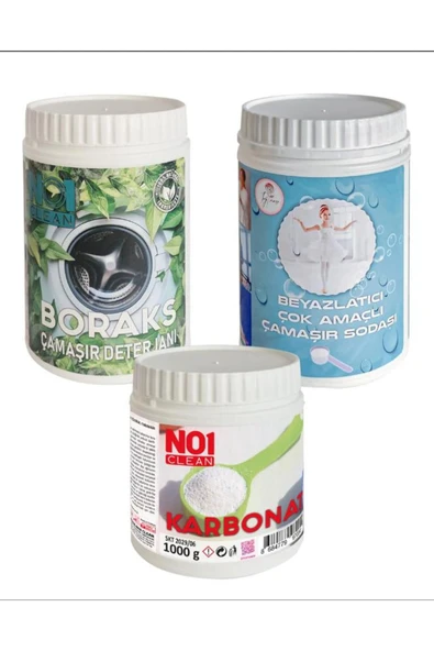 no1 clean BORAKS KARBONAT ÇAMAŞIR SODASI 3 LÜ SET TEMİZLİĞİN DOĞAL GÜCÜ ürün görseli 1