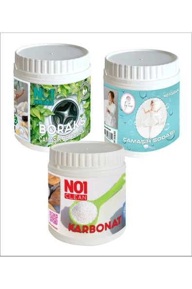 no1 clean BORAKS KARBONAT ÇAMAŞIR SODASI 3 LÜ SET 500 Gr TEMİZLİĞİN DOĞAL GÜCÜ ürün görseli 1