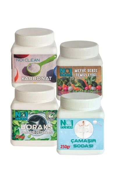 no1 clean %100 Doğal Temizlik Seti 4 x 250 Gr Çamaşır Sodası + Karbonat + Boraks + Gıda Temizleyici ürün görseli 1