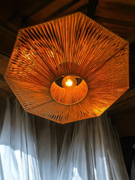 Yıldız Hasır Avize 80cmx80cm Bohem Avize Jüt Avize Oda Mutfak Salon Avize Restoran Kafe Avize ürün görseli 1