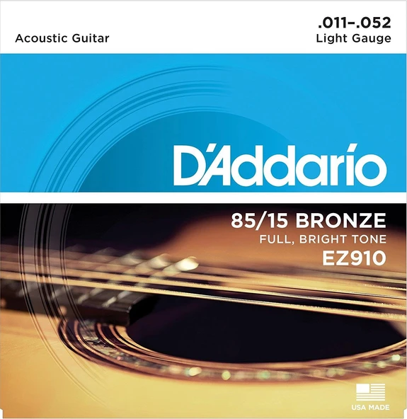 DADDARİO EZ910 AKUSTİK GİTAR TEL SETİ, 85/15 BRONZE, LIGHT GAUGE ürün görseli 1