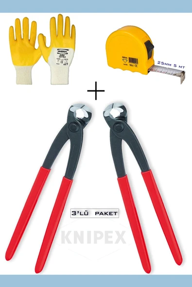 Knipex Kerpeten 280mm 2 Adet) (DEKOR METRE 25MM 5 MT ÜNİVERSAY ELDİVEN) Ekonomik Seri ürün görseli 1