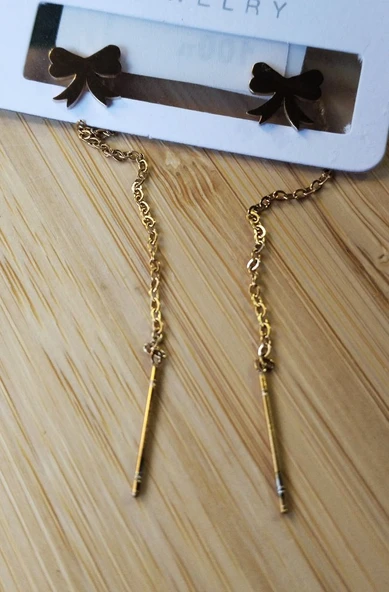 Monalisa Home Gold Renk Metalik Figürlü Sallantılı Küpe ürün görseli 1