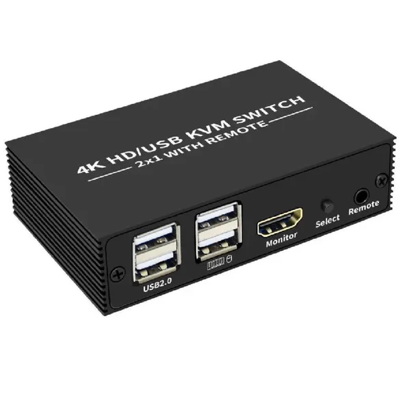 4306 Hdmi Kvm Switch 2 Port Usb Type C 2 PC Tek Kasa Klavye Mouse Kontrol Çoklayıcı ürün görseli 1