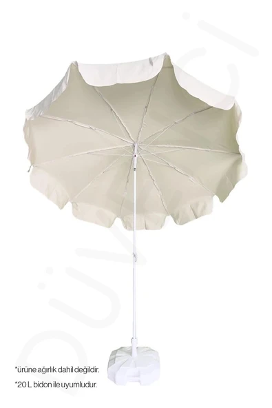 200 cm Lüks Polyester Plaj Şemsiye - Krem - Resim 3