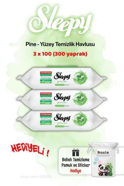 Sleepy 3 Paket Pine Çam Ferahlığı Islak Havlusu ve ROSIE ürün görseli 1