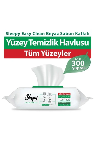 Sleepy Easy Clean Yüzey Temizlik Havlusu 3X100 lü (300 Yaprak) ürün görseli 1