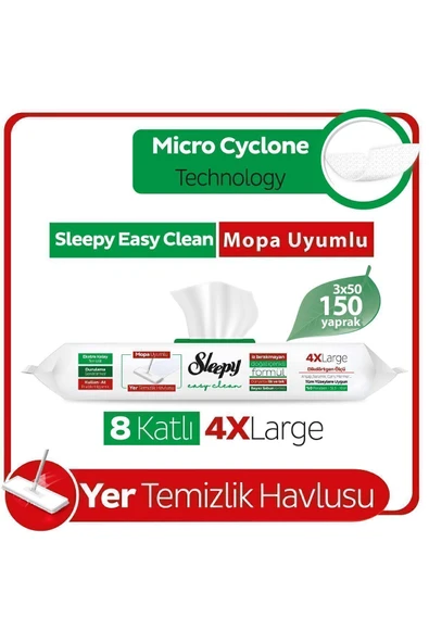 Sleepy Beyaz Sabun Katkılı Mopa Uyumlu Islak Mendil 3X50 (150 Yaprak) ürün görseli 1