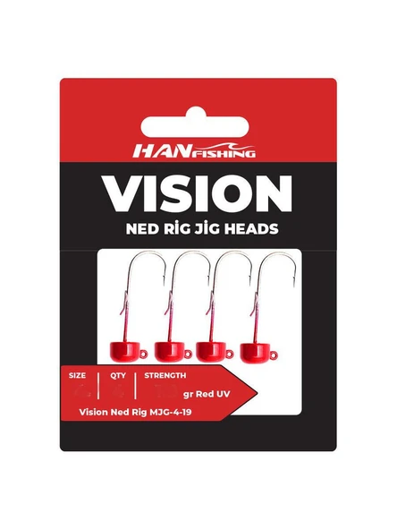 Hanfish Vision Ned Rig Red Uv Jig Head ürün görseli 1
