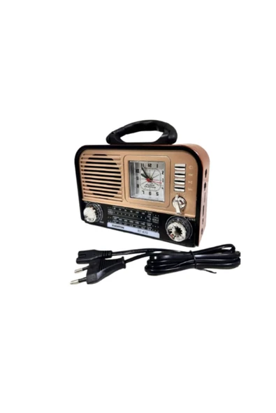 ataşbey RT-670 Retro Bluetooth Radyo Saatli Hoparlör USB, SD Kart, FM Radyo, Şarjlı ürün görseli 1