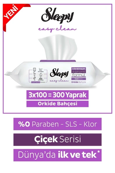 Sleepy Yüzey Temizlik Havlusu Orkide Bahçesi 3x100 (300 Yaprak) ürün görseli 1