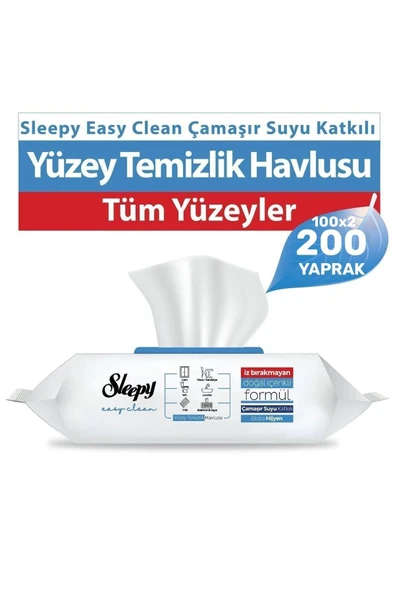 Sleepy Easy Clean Çamaşır Suyu Katkılı Yüzey Temizlik Havlusu 100 Yaprak 2 Adet ürün görseli 1