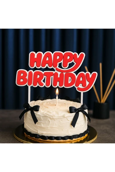 Happy Birthday Yazılı Pasta Süsü ürün görseli 1