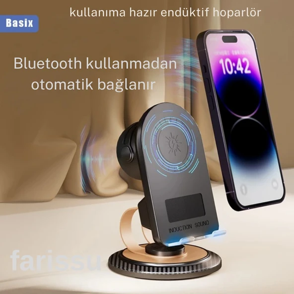 Ses Bombası Akustik Telefon Tutucu Kablosuz Gramafon Hoparlör Siyah ürün görseli 1