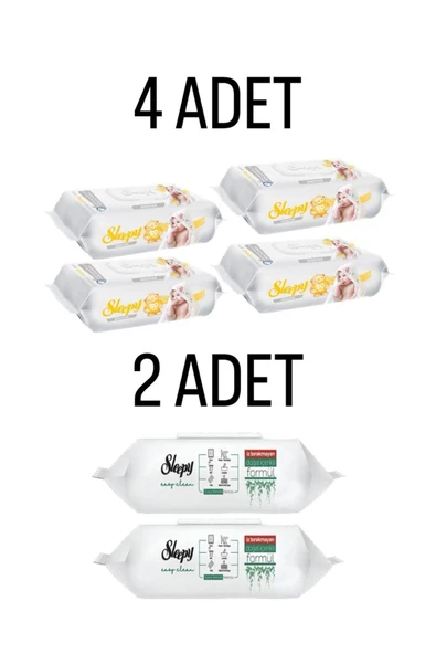 Sleepy Sensitive Islak Havlu 4x90 Lı 360 Yaprak - Easy Clean 100 Lü Beyaz Sabunlu 2 ADET ürün görseli 1
