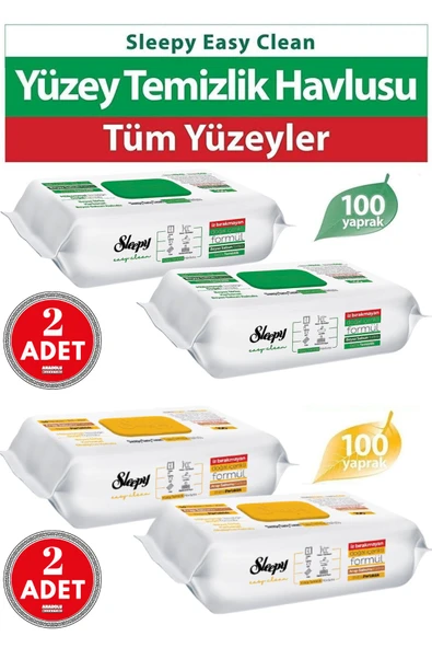 Sleepy Easy Clean Islak Mendi Beyaz Sabun Katkılı 2x100 + Arap Sabunu Katkılı 2x100 ürün görseli 1