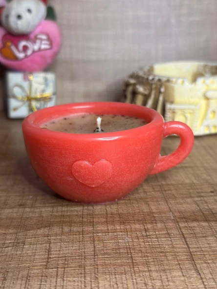 Coffee Cup Kahve Kokulu Soya Mum - Doğum Günü - Sevgililer Günü - Hediyelik - Aromaterapi - Dekorasyon ürün görseli 1
