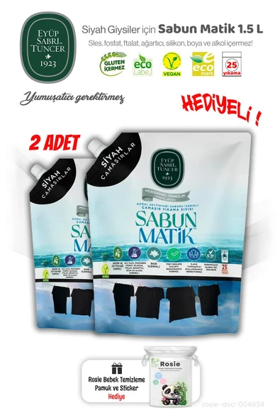 2 Adet Eyüp Sabri Tuncer Siyah Çamaşırlar Sıvı Sabun Matik 1.5 L ve ROSIE Hediye ürün görseli 1