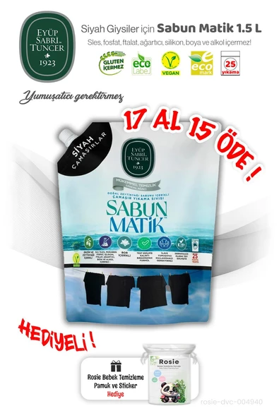 Siyah Çamaşırlar Sabun Matik 1,5 L, 17 AL 15 ÖDE ve ROSIE Hediye ürün görseli 1