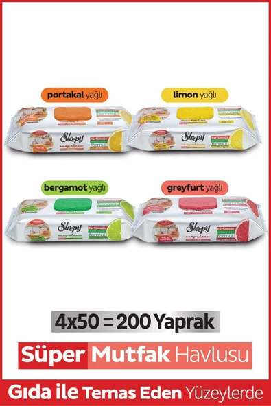 Sleepy Easy Clean Süper Yüzey Temizlik Mutfak Havlusu&mendili Karma Paket 4x50 (200 YAPRAK) ürün görseli 1