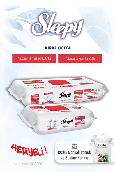 Sleepy Kiraz Çiçeği Mop ve Yüzey Havlusu, Rosie pamuk hediye ürün görseli 1