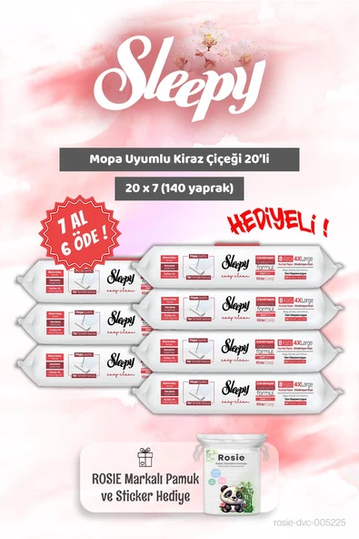 Sleepy 7 AL 6 ÖDE Mopa Uyumlu Kiraz Çiçeği 20'li ve Rosie Bebek pamuğu ürün görseli 1