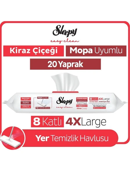 Sleepy Easy Clean Kiraz Çiçeği Mopa Uyumlu Yer Temizlik Havlusu&mendili 20 Yaprak ürün görseli 1