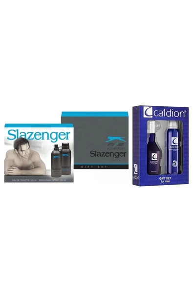 Slazenger Orıjınal Parfüm Edt 125ml + 150ml Erkek Deodorant Mavi Set + Caldion Erkek Parfüm Seti ürün görseli 1
