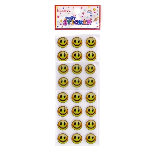 Ticon Puffy Sticker Gülen Yüz - 6 adet ürün görseli 1