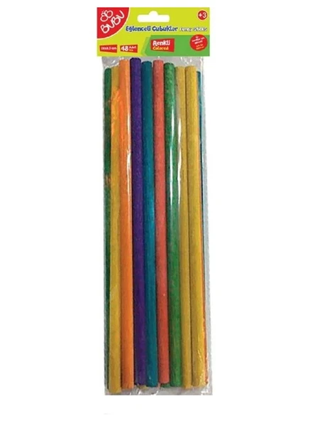 Bubu Eğlenceli Çubuklar 20X0,5Cm 24Lü Renkli Ahşap Çubuk ürün görseli 1