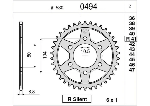 KAWASAKI 550/750 OGNIBENE ARKA DİŞLİ 41T ürün görseli 1