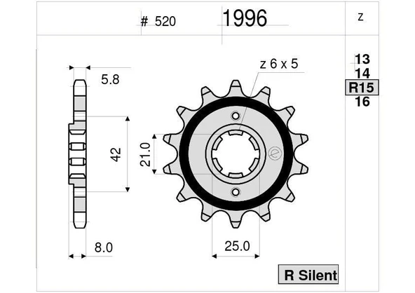 YAMAHA 600 OGNIBENE ÖN DİŞLİ 15T ürün görseli 1