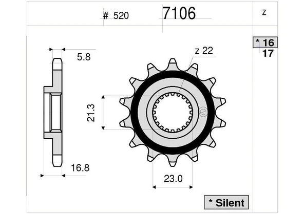 YAMAHA OGNIBENE ÖN DİŞLİ 16T ürün görseli 1