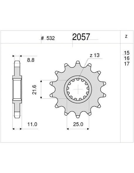 YAMAHA 1000 OGNIBENE ÖN DİŞLİ 16T ürün görseli 1