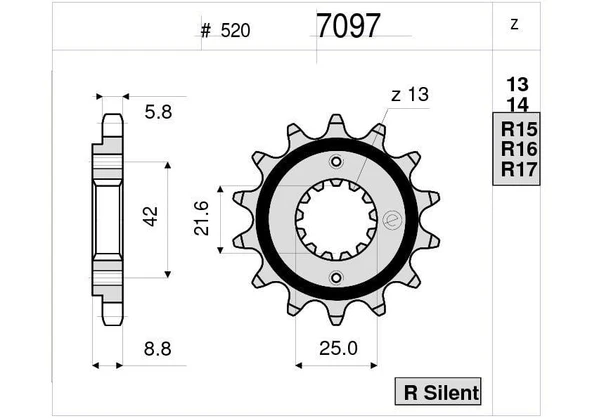 KAWASAKI 600 OGNIBENE ÖN DİŞLİ 16T ürün görseli 1